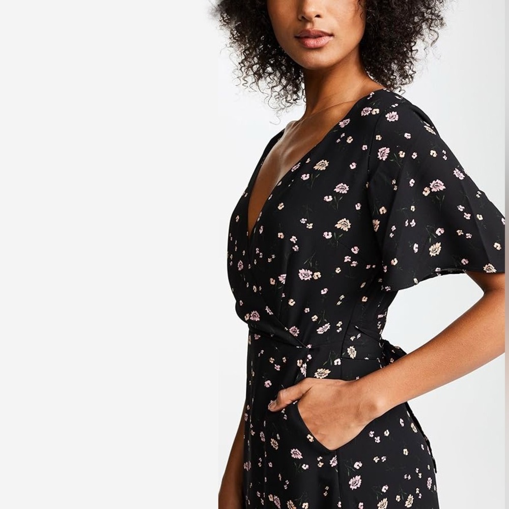 BB Dakota Black Lettie Floral Print Skater Dress